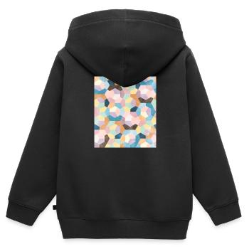 Wabenpastelle # 001 - Kinder Premium Organic Zip Hoodie - Schwarz - Hinten - AI Model Kid Male (0cm)