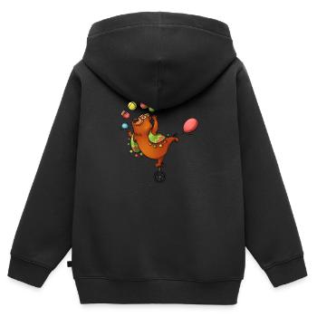 Drôle cirque animaux ours avec ballon et monocycle - Sweat Premium à capuche zippé enfant bio - noir - Dos - AI Model Kid Male (0cm)