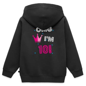 Geburtstag 10 Jahre Mädchen OMG Krone pink blau - Kinder Premium Organic Zip Hoodie - Schwarz - Hinten - AI Model Kid Male (0cm)