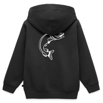 Hecht - Kinder Premium Organic Zip Hoodie - Schwarz - Hinten - AI Model Kid Male (0cm)