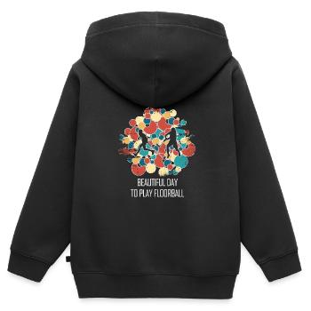 Floorball Unihockey Feldhockey Hallenhockey - Kinder Premium Organic Zip Hoodie - Schwarz - Hinten - AI Model Kid Male (0cm)