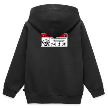 Warnung - Kinder Premium Organic Zip Hoodie - Schwarz - Hinten - AI Model Kid Male (0cm)