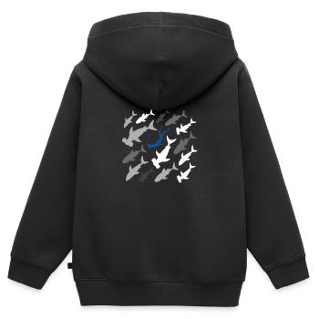 Haie mit Taucher Apnoetauchen Freitauchen Geschenk - Kinder Premium Organic Zip Hoodie - Schwarz - Hinten - AI Model Kid Male (0cm)