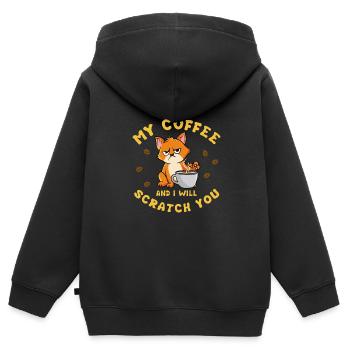 Touch my coffee and I will scratch you - Kinder Premium Organic Zip Hoodie - Schwarz - Hinten - AI Model Kid Male (0cm)