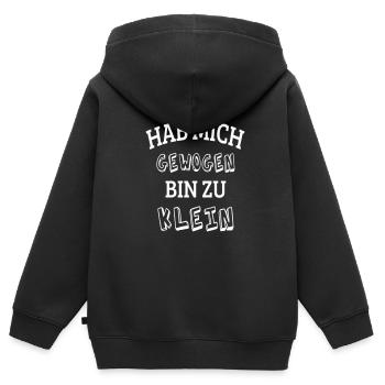 dick mollig fett Übergewicht lustige Sprüche Waage - Kinder Premium Organic Zip Hoodie - Schwarz - Hinten - AI Model Kid Male (0cm)