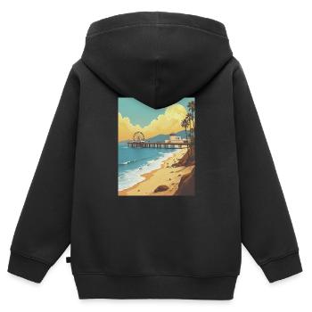 Santa Monica Vibes - Kinder Premium Organic Zip Hoodie - Schwarz - Hinten - AI Model Kid Male (0cm)