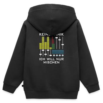 Keine Panik | Deejay, Mischpult - Kinder Premium Organic Zip Hoodie - Schwarz - Hinten - AI Model Kid Male (0cm)