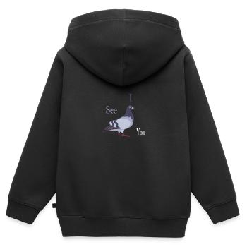 Pigeon pigeon espion espion robot cadeau - Sweat Premium à capuche zippé enfant bio - noir - Dos - AI Model Kid Male (0cm)