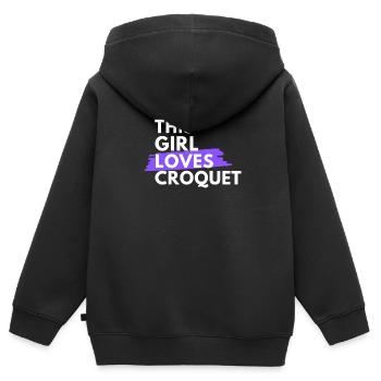 Dieses Mädchen liebt Krocket - Kinder Premium Organic Zip Hoodie - Schwarz - Hinten - AI Model Kid Male (0cm)