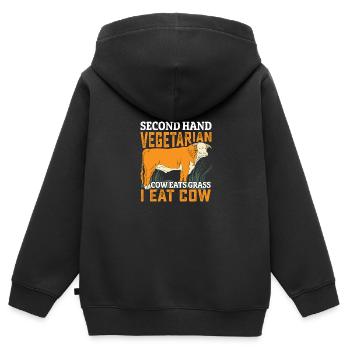 Second Hand Vegetarian Funny Meat Lover Anti Vegan - Kinder Premium Organic Zip Hoodie - Schwarz - Hinten - AI Model Kid Male (0cm)