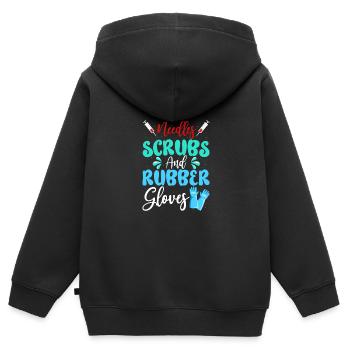 Aiguilles Frotte Gants en caoutchouc Phlébotomiste Infirmière - Sweat Premium à capuche zippé enfant bio - noir - Dos - AI Model Kid Male (0cm)