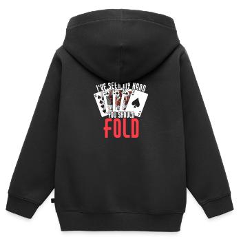 J’ai vu ma main que tu devrais plier drôle poker - Sweat Premium à capuche zippé enfant bio - noir - Dos - AI Model Kid Male (0cm)