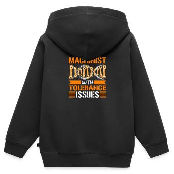 Machiniste avec des problèmes de tolérance Drôle de machine - Sweat Premium à capuche zippé enfant bio - noir - Dos - AI Model Kid Male (0cm)