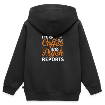 Drôle de psychologue je transforme le café en psyché - Sweat Premium à capuche zippé enfant bio - noir - Dos - AI Model Kid Male (0cm)
