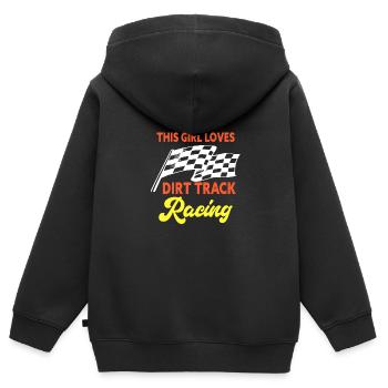 Cette fille aime les courses sur piste de terre battue - Sweat Premium à capuche zippé enfant bio - noir - Dos - AI Model Kid Male (0cm)