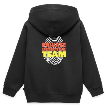 Détective privé Équipe d’enquêteur espion - Sweat Premium à capuche zippé enfant bio - noir - Dos - AI Model Kid Male (0cm)