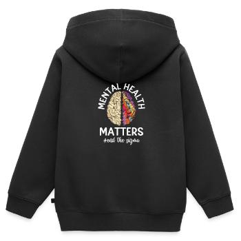La santé mentale compte La conscience mentale - Sweat Premium à capuche zippé enfant bio - noir - Dos - AI Model Kid Male (0cm)
