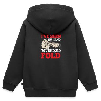 J’ai vu ma main que tu devrais plier drôle poker - Sweat Premium à capuche zippé enfant bio - noir - Dos - AI Model Kid Male (0cm)