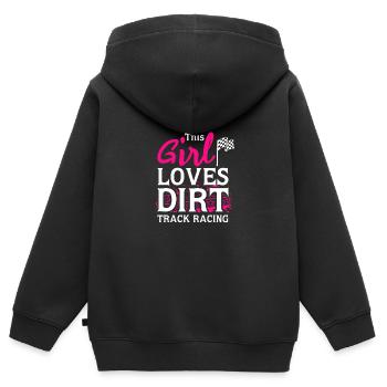Cette fille aime les courses sur piste de terre - Sweat Premium à capuche zippé enfant bio - noir - Dos - AI Model Kid Male (0cm)