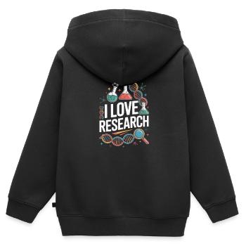 J’aime la recherche Science Passionné d’ADN Design - Sweat Premium à capuche zippé enfant bio - noir - Dos - AI Model Kid Male (0cm)