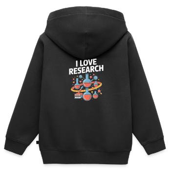 J’aime la recherche Passionné de sciences Chimie - Sweat Premium à capuche zippé enfant bio - noir - Dos - AI Model Kid Male (0cm)
