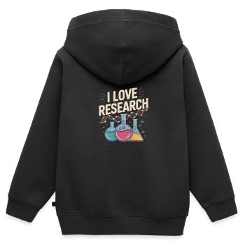 J’aime la recherche Passionné de sciences Chimie - Sweat Premium à capuche zippé enfant bio - noir - Dos - AI Model Kid Male (0cm)