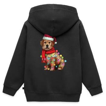 Noël Drôle Labrador Santa Dog Cadeau de Noël - Sweat Premium à capuche zippé enfant bio - noir - Dos - AI Model Kid Male (0cm)