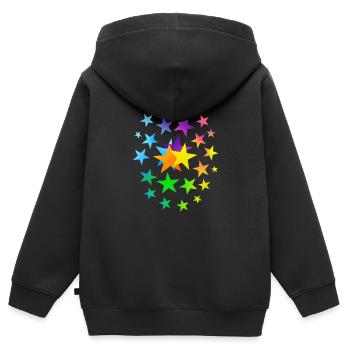 ÉTOILES astérisques beaucoup d’étoiles - Sweat Premium à capuche zippé enfant bio - noir - Dos - AI Model Kid Male (0cm)