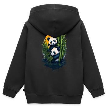 Niedliche Pandas - Kinder Premium Organic Zip Hoodie - Schwarz - Hinten - AI Model Kid Male (0cm)