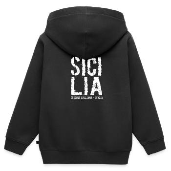 Sicile, Italie, Méditerranée - Sweat Premium à capuche zippé enfant bio - noir - Dos - AI Model Kid Male (0cm)