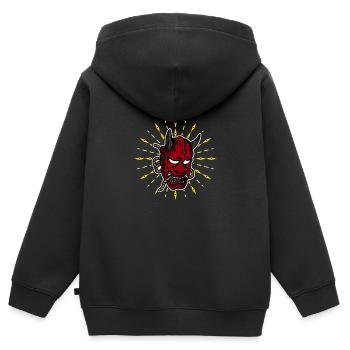 Japanische Tengu Hannya Kitsune Maske - Kinder Premium Organic Zip Hoodie - Schwarz - Hinten - AI Model Kid Male (0cm)