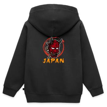 Japanische Tengu Hannya Kitsune Maske - Kinder Premium Organic Zip Hoodie - Schwarz - Hinten - AI Model Kid Male (0cm)