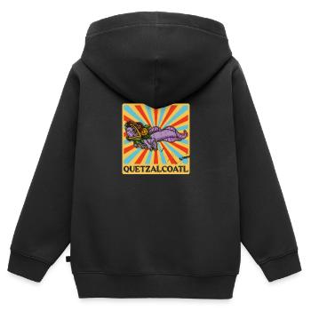 Quetzalcoatl Axolotl Mexique Divinité Aztèque - Sweat Premium à capuche zippé enfant bio - noir - Dos - AI Model Kid Male (0cm)