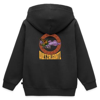 Quetzalcoatl Axolotl Mexique Divinité Aztèque - Sweat Premium à capuche zippé enfant bio - noir - Dos - AI Model Kid Male (0cm)