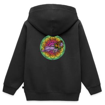 Quetzalcoatl Axolotl Mexique Divinité Aztèque - Sweat Premium à capuche zippé enfant bio - noir - Dos - AI Model Kid Male (0cm)