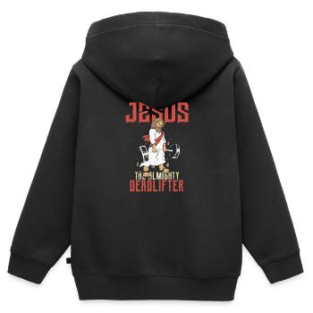 Jesus Deadlift Workout - Kinder Premium Organic Zip Hoodie - Schwarz - Hinten - AI Model Kid Male (0cm)
