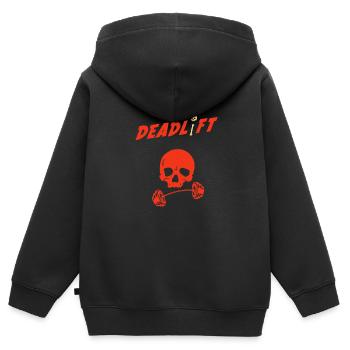 Kreuzheben Deadlift Workout - Kinder Premium Organic Zip Hoodie - Schwarz - Hinten - AI Model Kid Male (0cm)