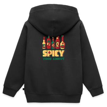 Scharfes Essen süchtig - Kinder Premium Organic Zip Hoodie - Schwarz - Hinten - AI Model Kid Male (0cm)