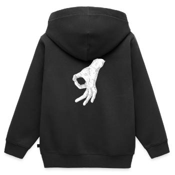 Gotcha, Reingeschaut - Fingerkreis Kreisspiel - Kinder Premium Organic Zip Hoodie - Schwarz - Hinten - AI Model Kid Male (0cm)
