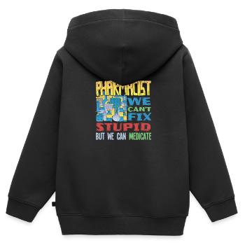 Pharmazeut - Apotheke - Dummheit heilen - Kinder Premium Organic Zip Hoodie - Schwarz - Hinten - AI Model Kid Male (0cm)