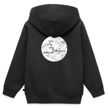 Synthesizer Techno Map - Kinder Premium Organic Zip Hoodie - Schwarz - Hinten - AI Model Kid Male (0cm)