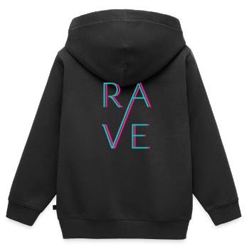 RAVE - Techno Love - Kinder Premium Organic Zip Hoodie - Schwarz - Hinten - AI Model Kid Male (0cm)