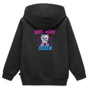Nerv nicht! Bin am zocken! - Kinder Premium Organic Zip Hoodie - Schwarz - Hinten - AI Model Kid Male (0cm)