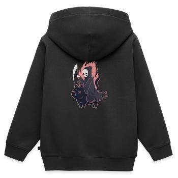 Tod reitet auf Höllenkatze - Fun - Kinder Premium Organic Zip Hoodie - Schwarz - Hinten - AI Model Kid Male (0cm)