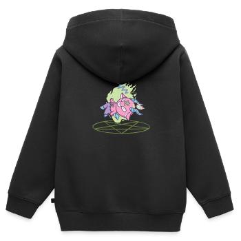Teufel schläft bei Beschwörung - Kinder Premium Organic Zip Hoodie - Schwarz - Hinten - AI Model Kid Male (0cm)