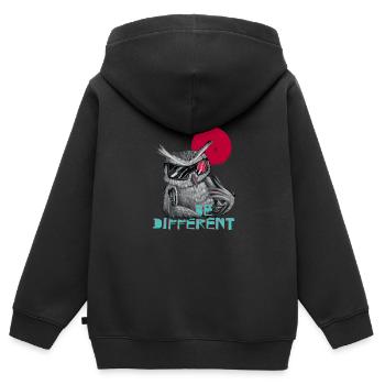 Be different Eule - einzigartig & besonders - Kinder Premium Organic Zip Hoodie - Schwarz - Hinten - AI Model Kid Male (0cm)