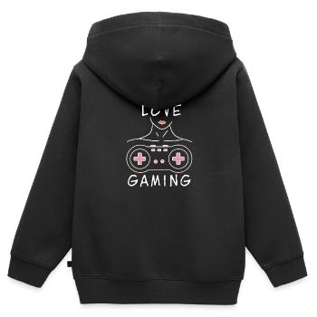 I Love Gaming - Gamer Life - Kinder Premium Organic Zip Hoodie - Schwarz - Hinten - AI Model Kid Male (0cm)