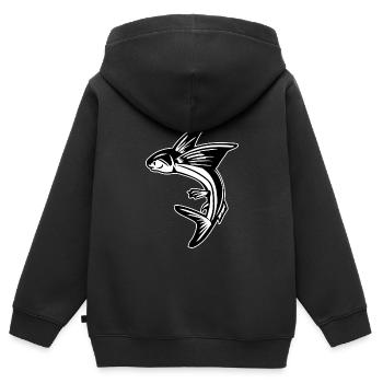 Poisson volant pêche poisson volant - Sweat Premium à capuche zippé enfant bio - noir - Dos - AI Model Kid Male (0cm)