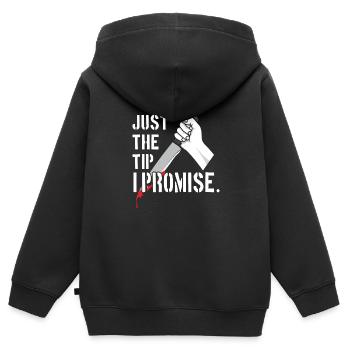 Just The Tip I Promise - Kinder Premium Organic Zip Hoodie - Schwarz - Hinten - AI Model Kid Male (0cm)