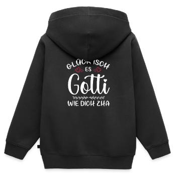 Glück Isch En Gotti Wie Dich Zha Gotti Fragen Goti - Kinder Premium Organic Zip Hoodie - Schwarz - Hinten - AI Model Kid Male (0cm)